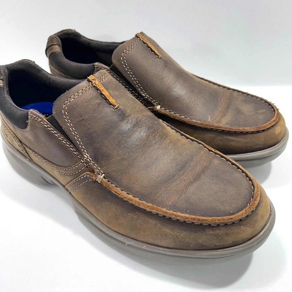 Clarks Collection Extreme Comfort Leather‎ Slip On  Men's Brown Shoes US 8W